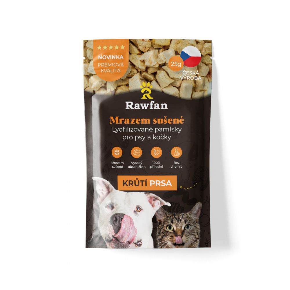 Mrazem sušená KRŮTÍ PRSA pro psy a kočky - BARF