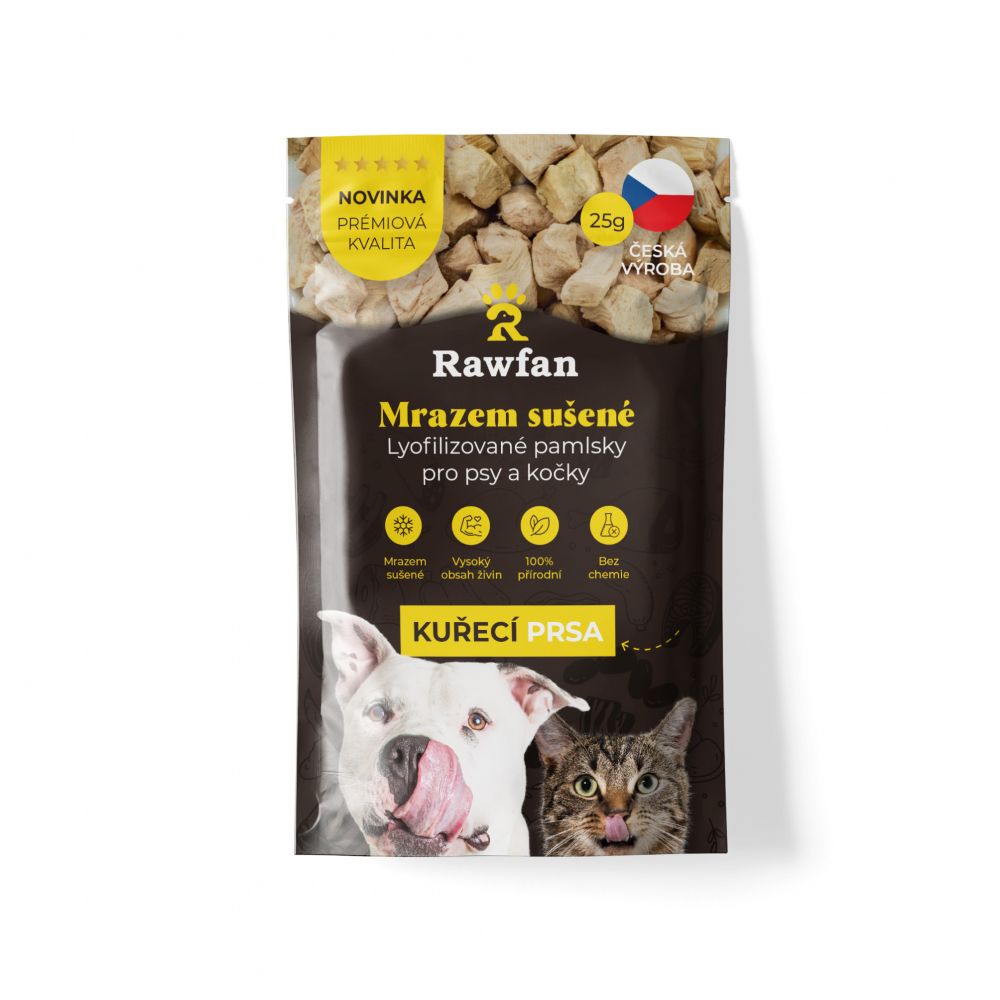 Mrazem sušená KUŘECÍ PRSA pro psy a kočky - BARF