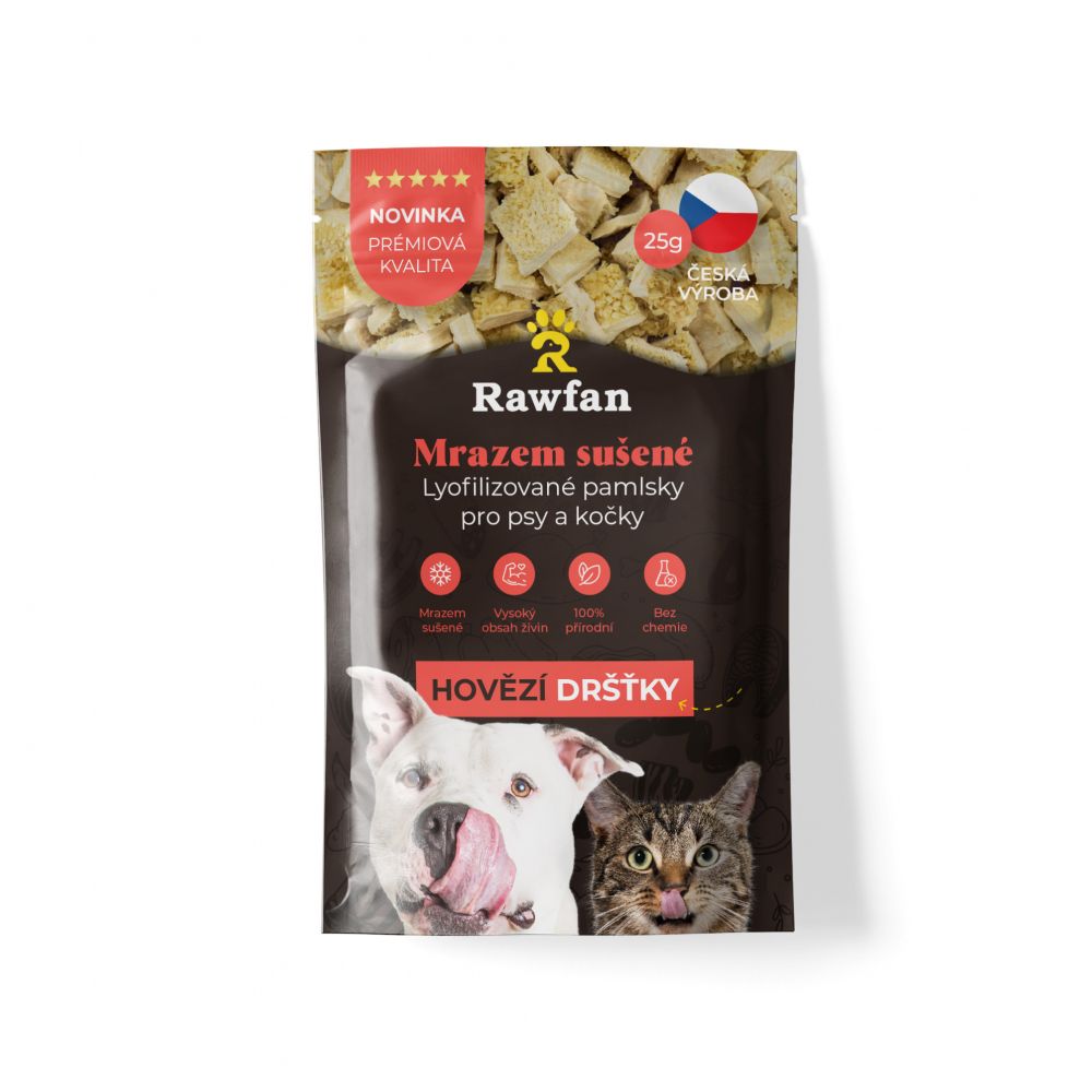 Mrazem sušené hovězí DRŠŤKY pro psy a kočky - BARF